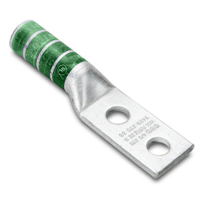 YA362N Compression Lug, Copper, 2 Hole 1/2", Long Barrel, 600 MCM