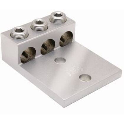 K3A29U2N Mechanical Lug, 3-Conductor, 2-Hole Mount, Aluminum, 6 AWG - 250 MCM