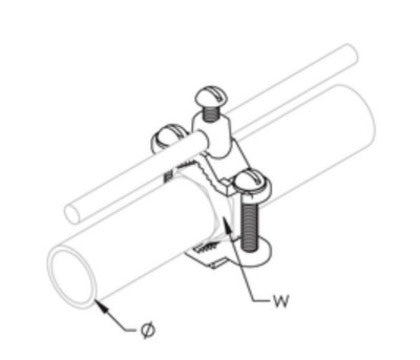 CWP1J Water/Gas Pipe Grnd Clmp, 1/2"–1" Pipe, (#10-#2) Sol, 6mm² Sol-25 mm² Strnd