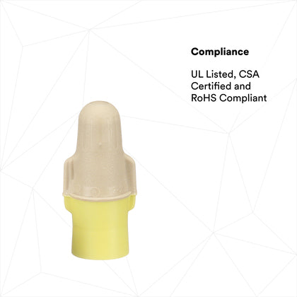 T/Y+JUG Wire Connector, 22 - 12 AWG, Tan/Yellow