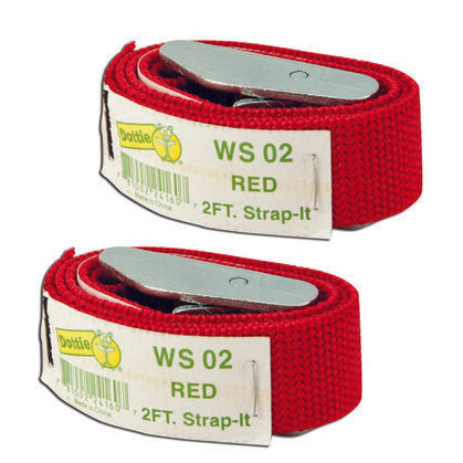 2WS02 Web Straps w/ Buckle, 2', Nylon, Red, 2-Pack