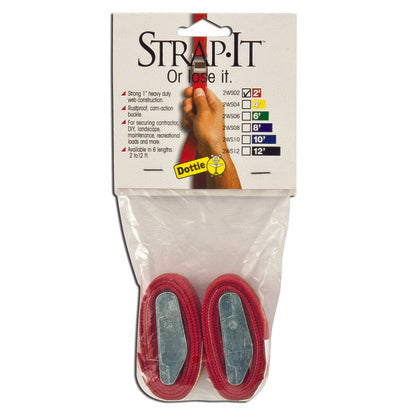 2WS02 Web Straps w/ Buckle, 2', Nylon, Red, 2-Pack