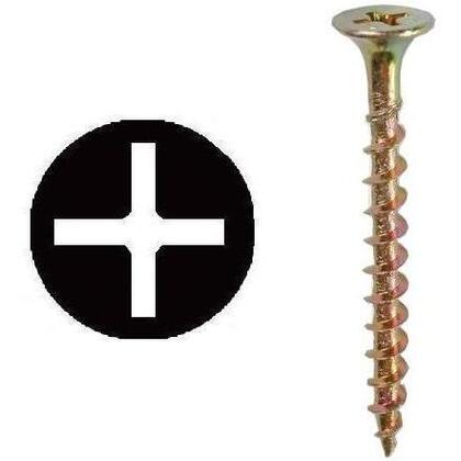 WR62 Drywall Screw, #6 x 2", Phillips/Bugle, Coarse Thread, Yellow Zinc