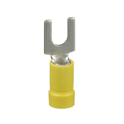 PV10-10F-L Fork Terminal, Vinyl Insulated, 12 - 10 AWG, #10 Stud, Yellow