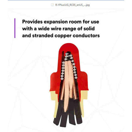 R/Y+JUG Wire Connector, 22 - 8 AWG, Red/Yellow