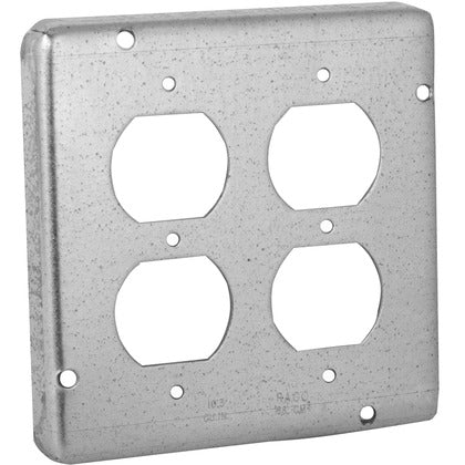 979 4-11/16" Square Exposed Work Cover, (2) Duplex Receptacle