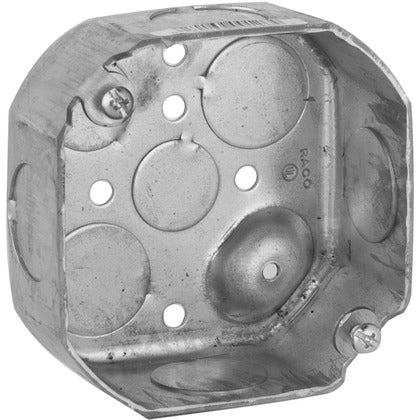 126 4" Octagon Box, 1-1/2" Deep, 1/2" & 3/4" KOs, Drawn, Steel