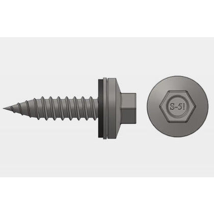 M6-SELF-DRILLING-SCREW-BONDED-WASHER Self-Drilling Screw, M6, SS
