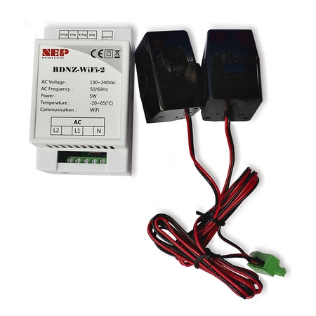 NEP BDNZ-WiFi smart meter and export power controller with CT clamps for Net Zero solar systems.