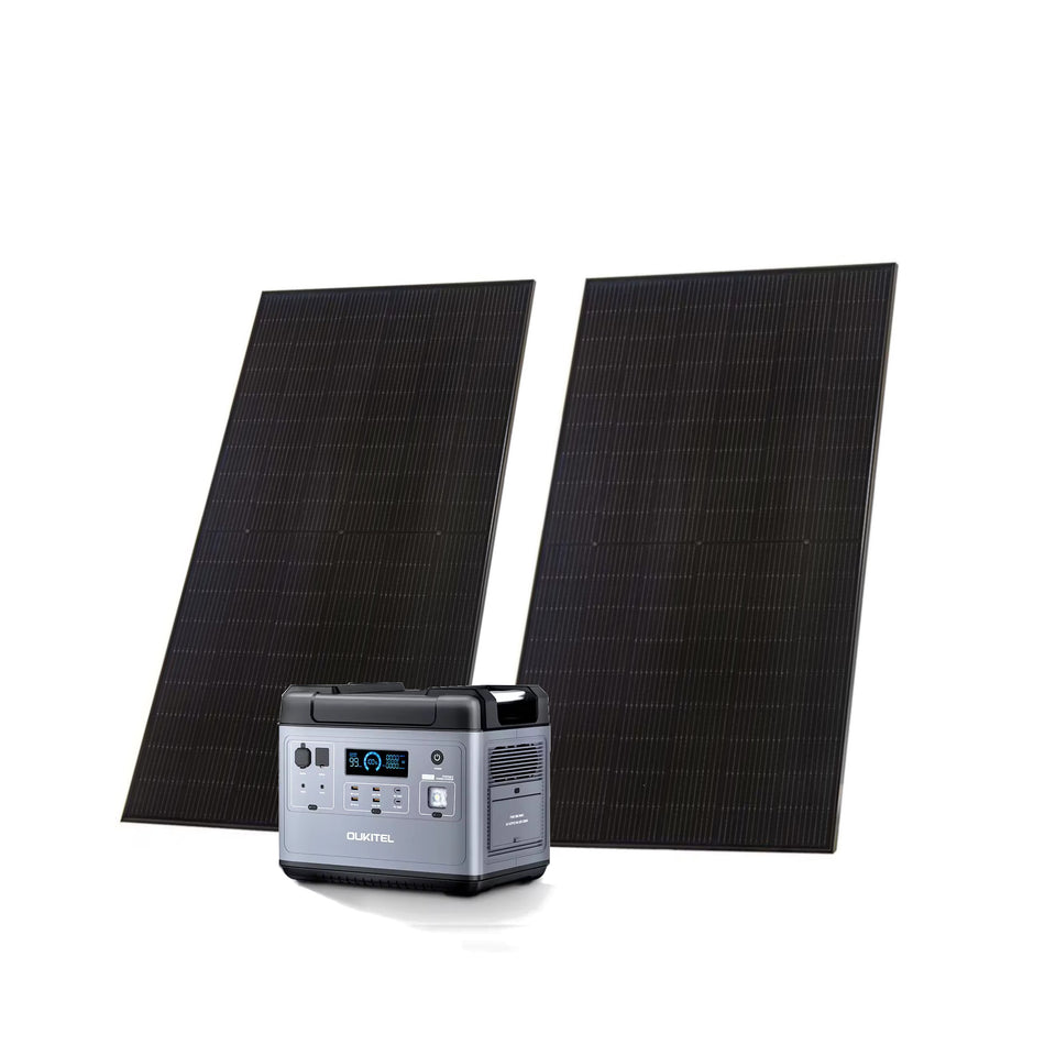 2000 w Solar Battery Power Station / Solar Generator with two 410 w Solar Panels and Roof Mount Kit