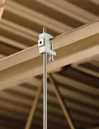 BC260025EG Universal Beam Clamp, Electrogalvanized, 1/4" Rod, 13/16" Max Flange, 1/4" Hole