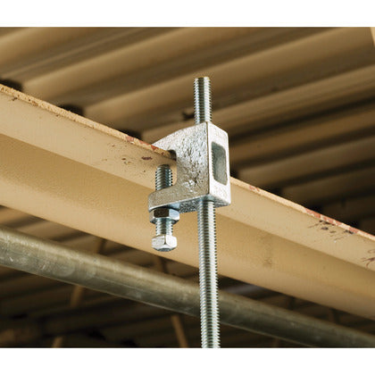 3000037PL Universal Beam Clamp, Plain, 3/8" Rod, 3/4" Max Flange