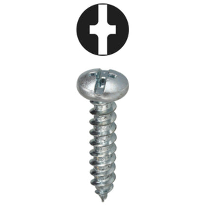 2WS102 Sheet Metal Screw, # 10 x 2", Pan Head, Combo, Steel, 50/PK