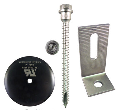 17662 Multi Roof Mount Kit, 5/16 X 4", 3" Microflashing, SS Low Profile L-Foot