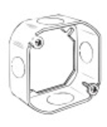 130 4" Octagon Box Extension Ring, 1-1/2" Deep, 1/2" & 3/4" KOs, Steel