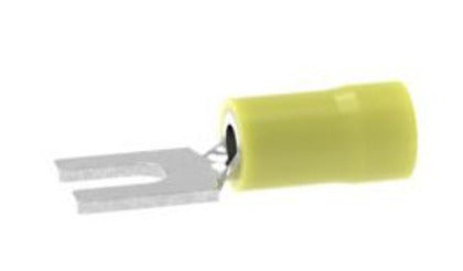 EV10-8FB-Q Fork Terminal, Vinyl Insulated, 12-10 AWG, #8 Stud, Yellow