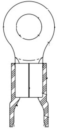PV14-8R-C Ring Terminal, Vinyl, Funnel, 16-14 AWG, #8 Stud (100PK)