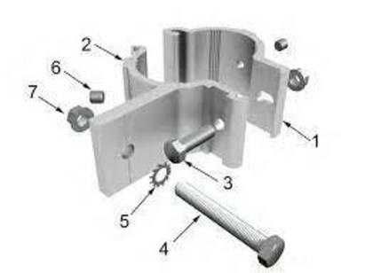 CLMP-PIPE-25 Pipe Clamp Kit, Aluminum, 2.5"