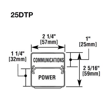 25DTP-4 Tele-Power Series Steel Power/Data Pole, 2 Outlets, 20A, 10-1/2'